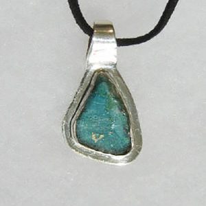 Roman Glass & Stirling Silver Pendant