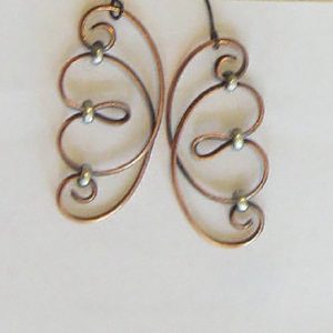 Copper Silver Scroll Earrings