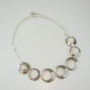 Vintage Silver Circle Plate Necklace