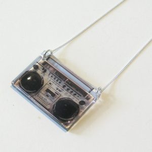 Boom Box Pendant with Silver Chain