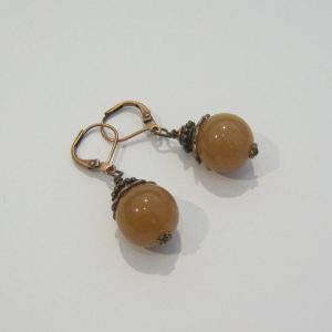 Peach Agate Copper Earrings