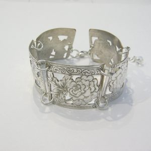 Vintage Silver Peony Bracelet