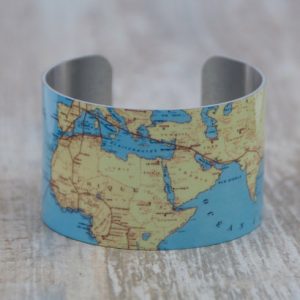 World Map Aluminum Cuff