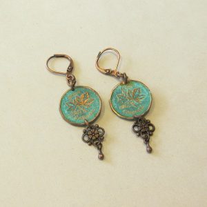 1985 Green Penny Earrings