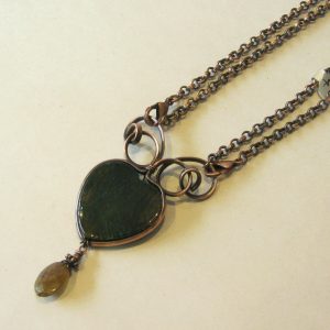 Agate Heart & Garnet Copper Necklace