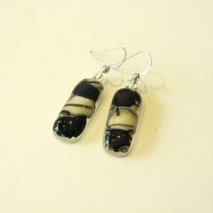 Black Pebble Glass Earrings 2