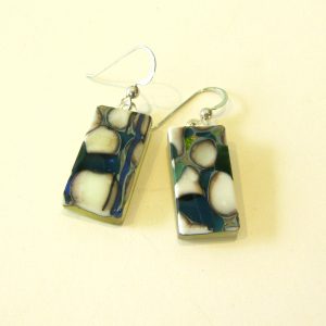 Blue Pebble Glass Earrings 2