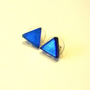 Blue Triangle Glass Earrings
