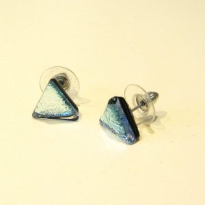 Ice Blue Triangle Glass Earrings