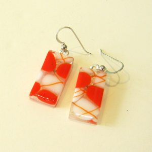 Orange Pebble Glass Earrings