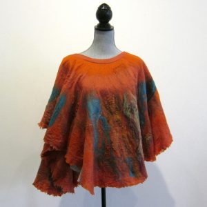 Tangerine Silk Wool Capelet